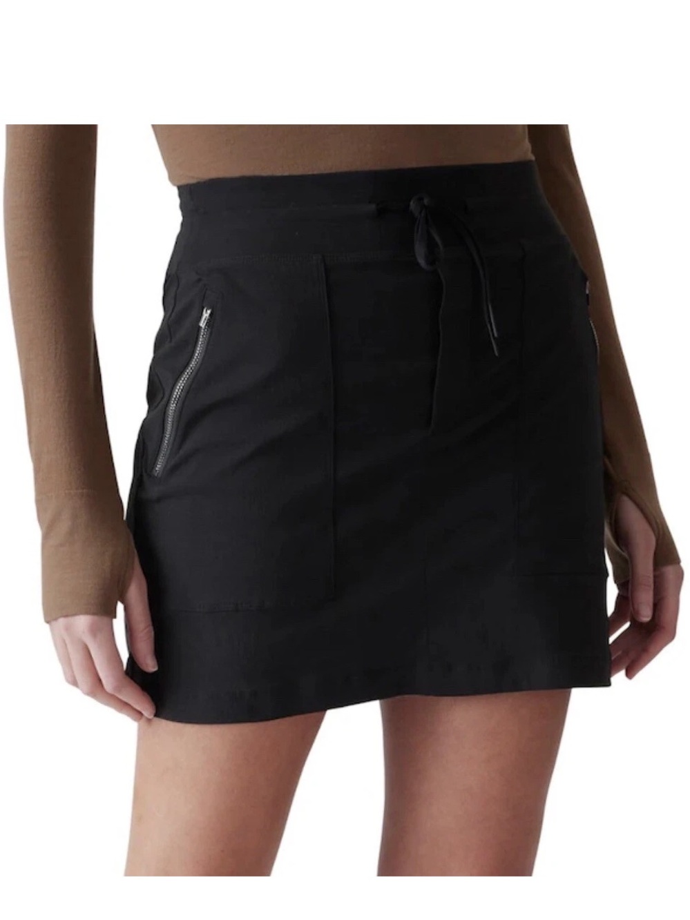 Athleta Women’s Elastic Waist Skirt Skort Size 4 Black Very Good Condition